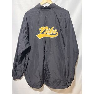 Vintage Nike Black Yellow Fleece Lined Jacket Coat Polyester Swoosh‎ 90s XL